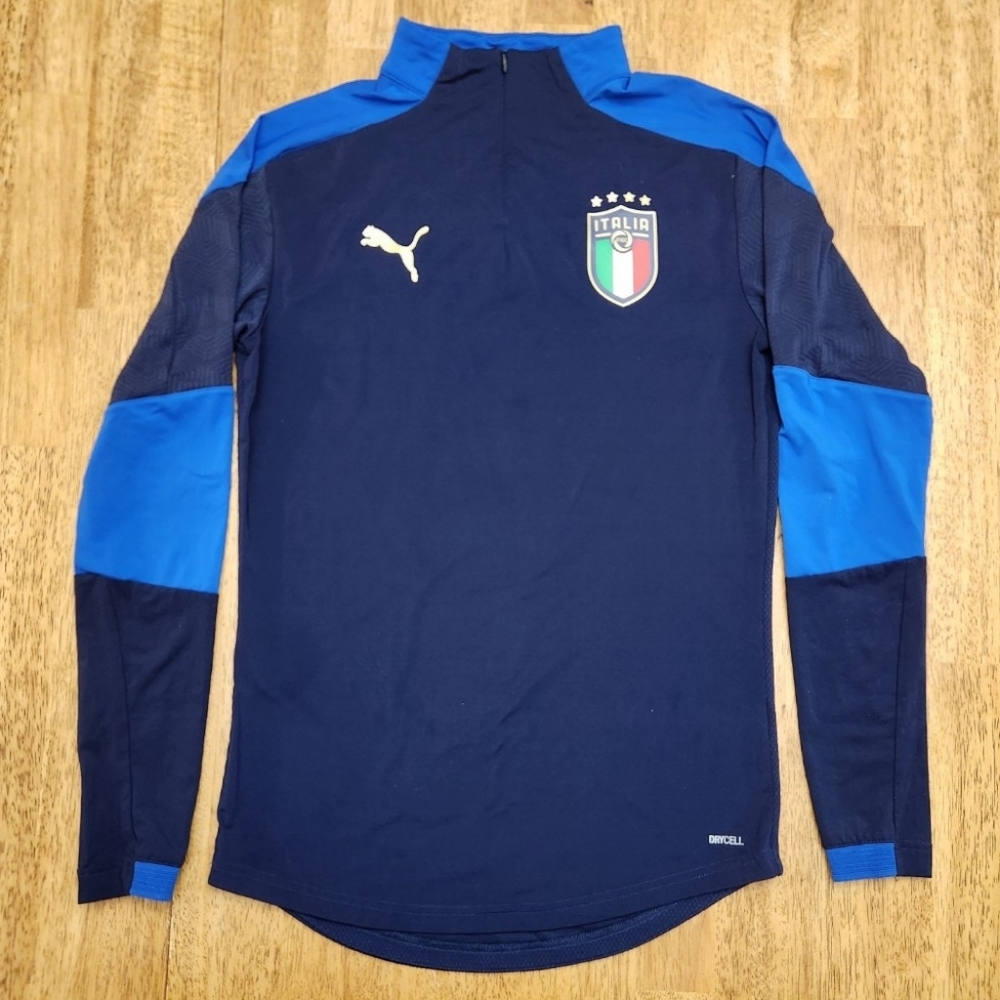 Puma  Italia Navy and Royal Blue Zip-Up Sweater